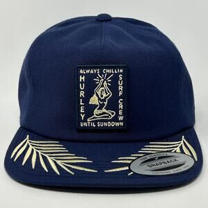 Hurley Surf Crew Hat Baseball Cap Always Chillin Surfer Surfing Snapback Blue